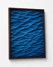 Ocean Wave framed blue wood relief wall art