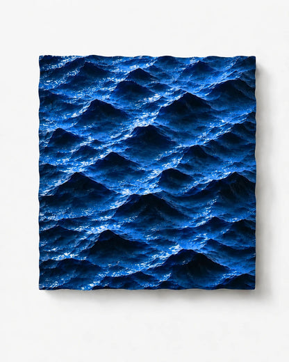 Master Wave Square Hand-Carved Wood Wall Art