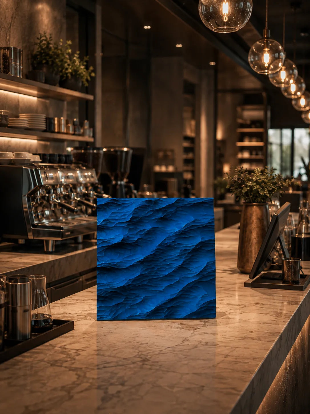 Master Wave Square Hand-Carved Wood Wall Art