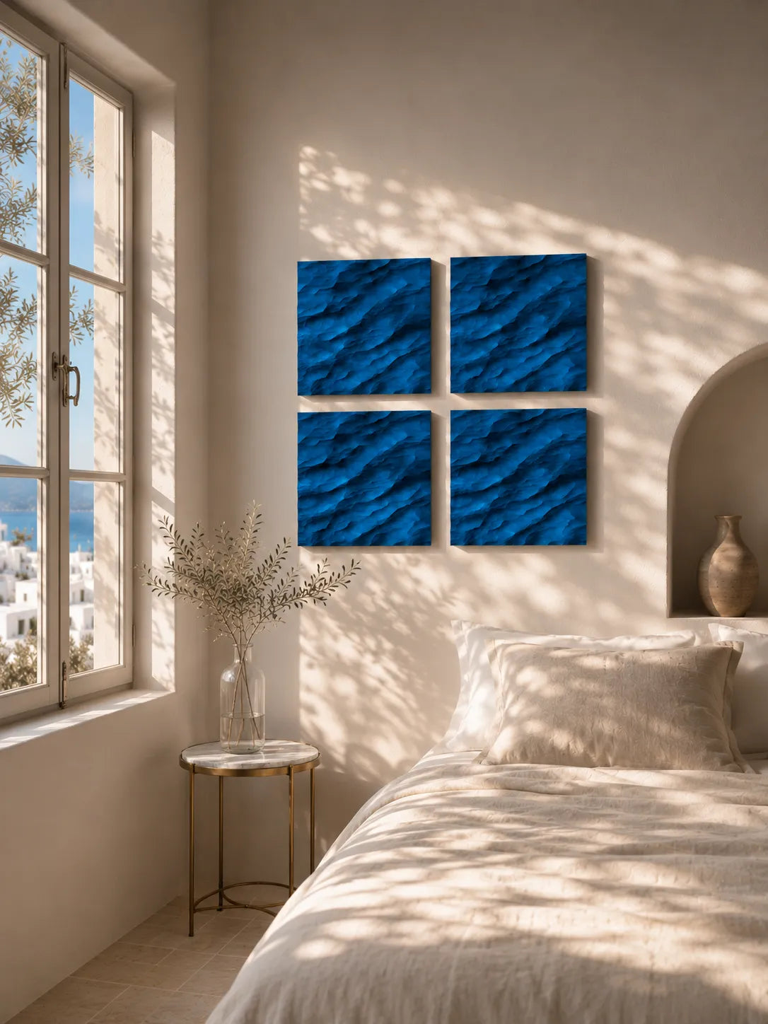 Master Wave Square Hand-Carved Wood Wall Art