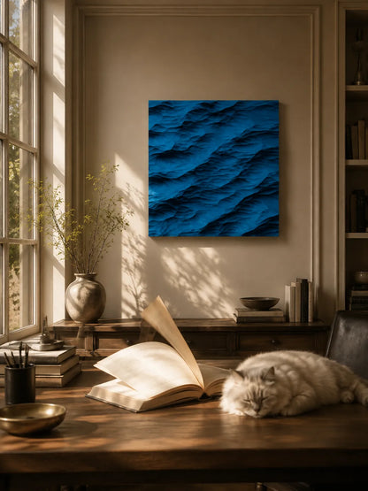 Master Wave Square Hand-Carved Wood Wall Art