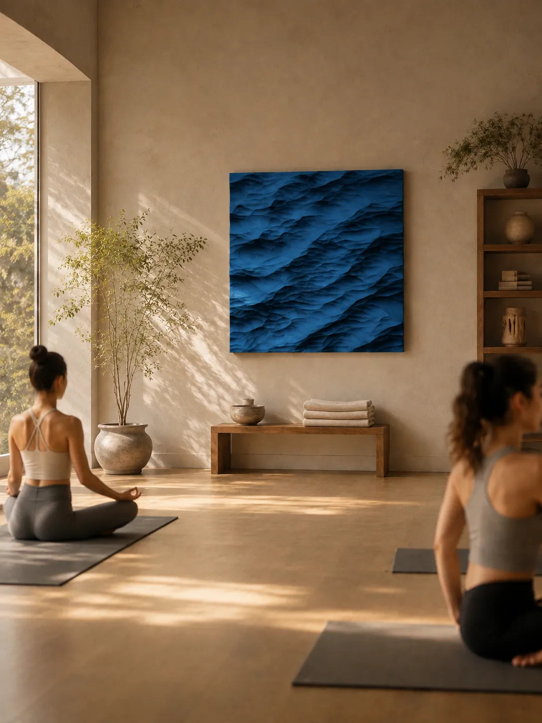 Master Wave Square Hand-Carved Wood Wall Art